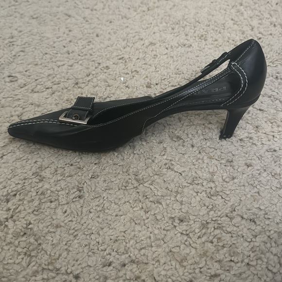 Prada sling back heels in black with silver buckle in size 39 1/2 - Picture 5 of 6